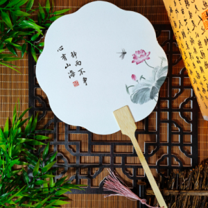 定制团扇环保书画纸卡纸团扇来图定制印刷旅游景点公司活动广告扇