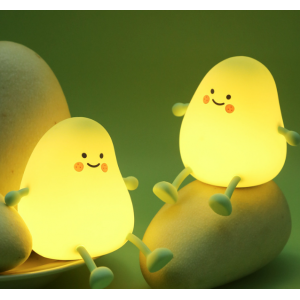 芒果硅胶夜灯定时伴睡氛围解压拍拍灯创意摆件手机支架节日礼品